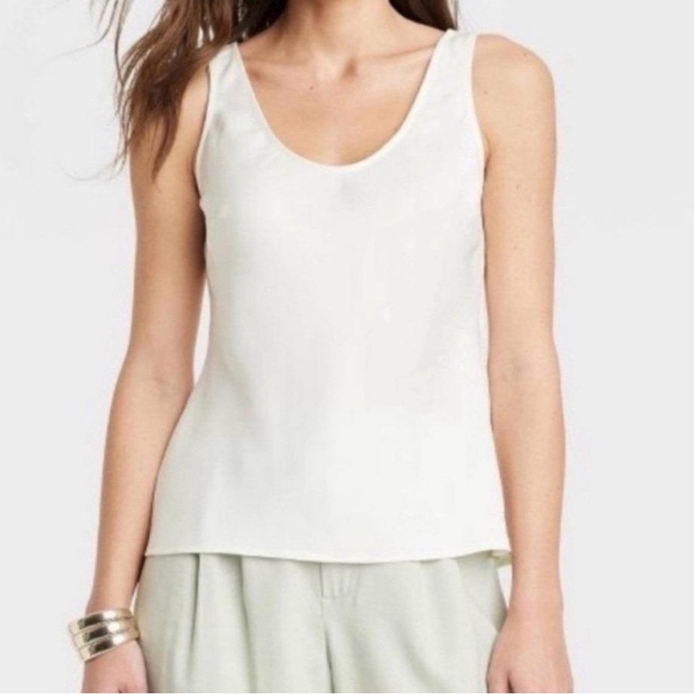 A New Day Women’s Cream Satin Sleeveless Top, NWT, Size S